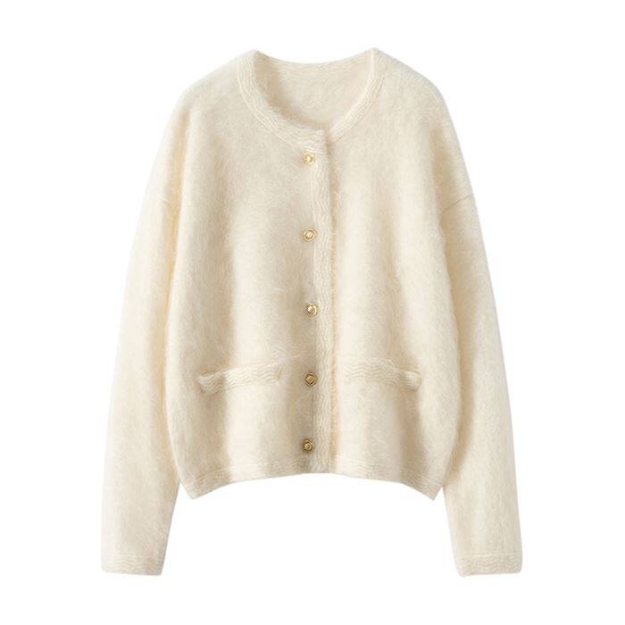 Brushed Cashmere Knit Cardigan