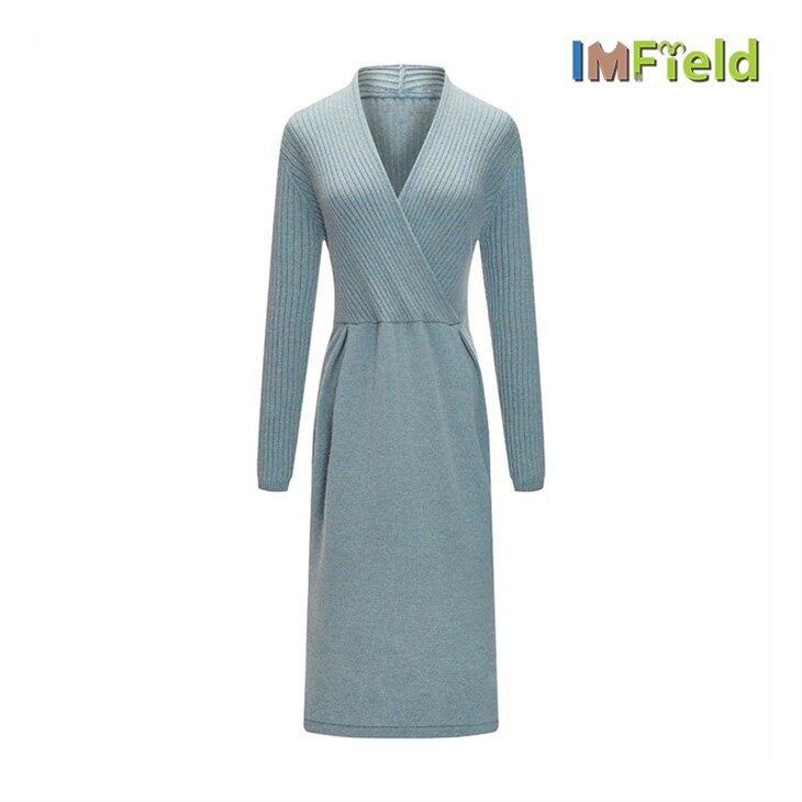 لباس یقه بلند بافتنی دنده ترمه