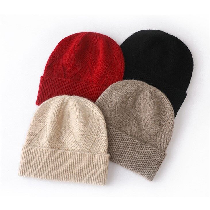 Cashmere Winter Knitted Beanie Hat