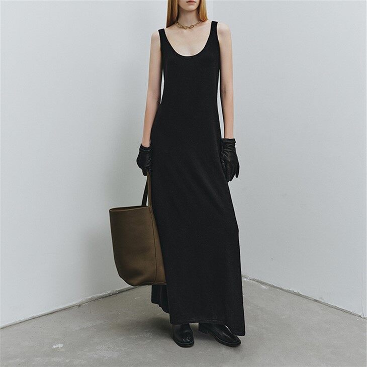 Cashmere Wool Long Knit Slip Dress