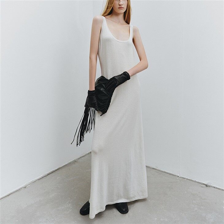 Cashmere Wool Long Knit Slip Dress