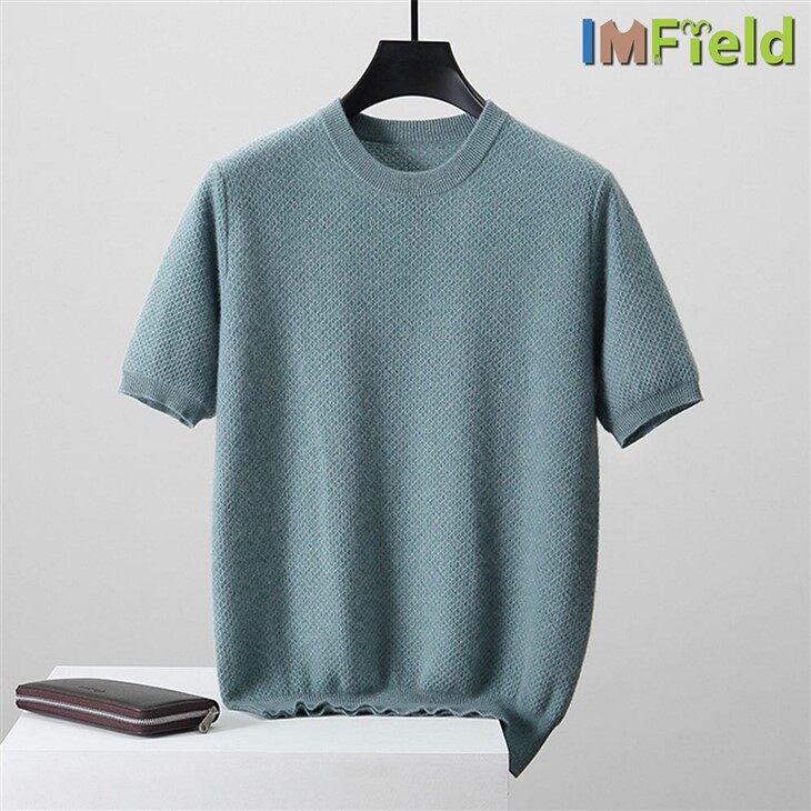 Casual Round Short Sleeved 100% Cashmere Sweater
