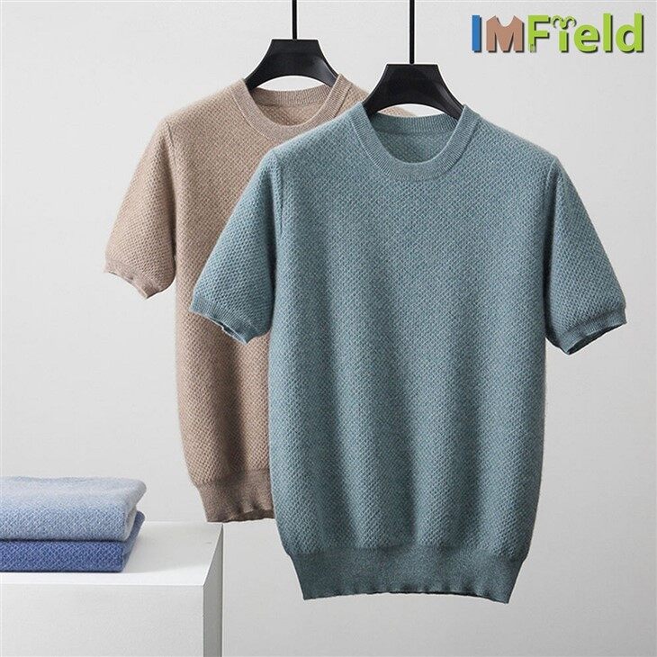 Casual Round Short Sleeved 100% Cashmere Sweater