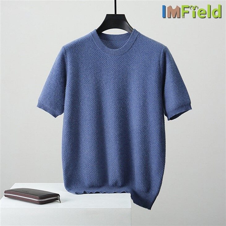 Casual Round Short Sleeved 100% Cashmere Sweater