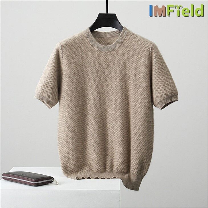Casual Round Short Sleeved 100% Cashmere Sweater