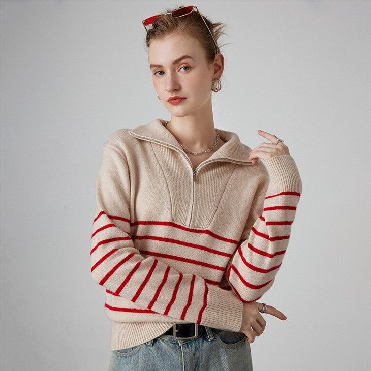 Chunky Cashmere Quarter Zip Sweater Women