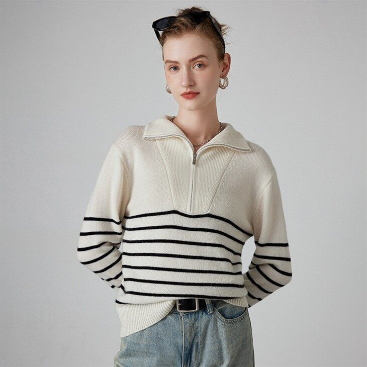 Chunky Cashmere Quarter Zip Sweater Women