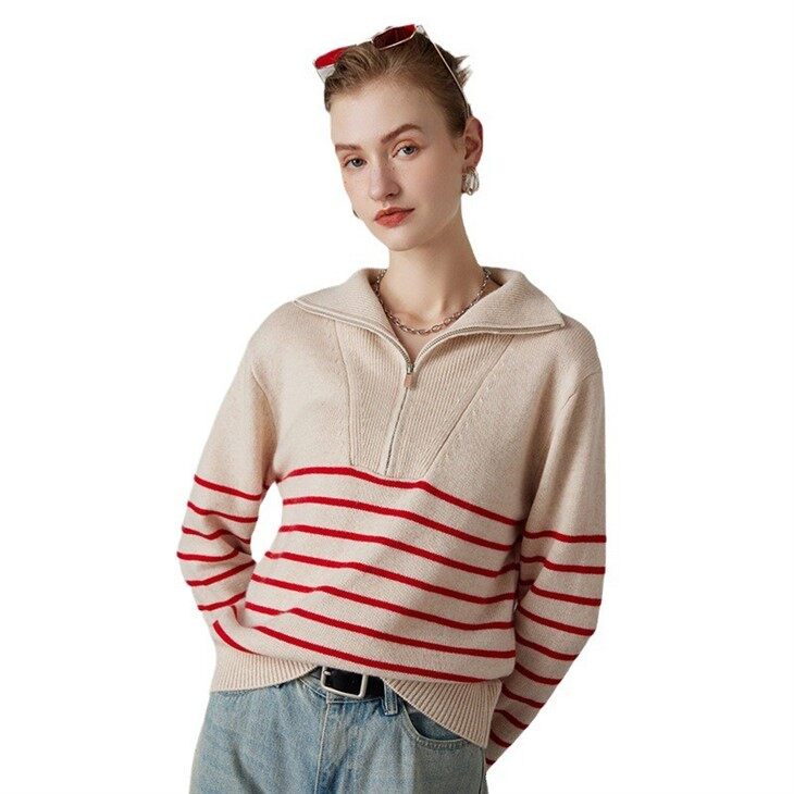 Chunky Cashmere Quarter Zip Sweater Women