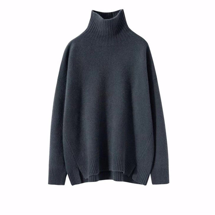 Chunky Kint Pure Cashmere Turtleneck Loose Sweater