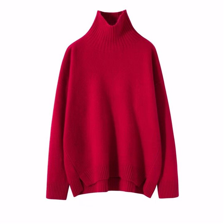 Chunky Kint Pure Cashmere Turtleneck Loose Sweater