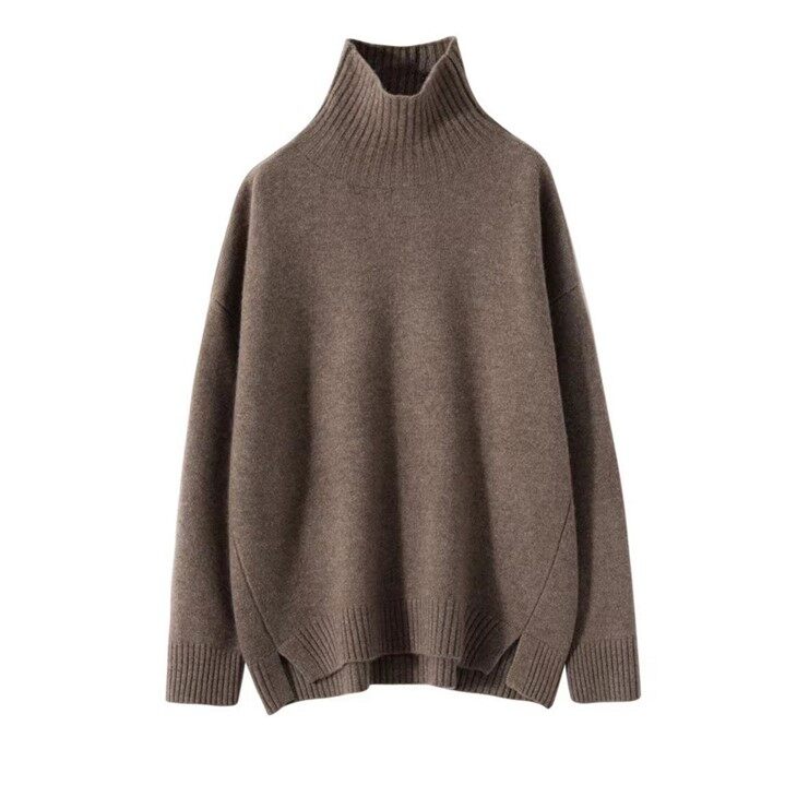Chunky Kint Pure Cashmere Turtleneck Loose Sweater