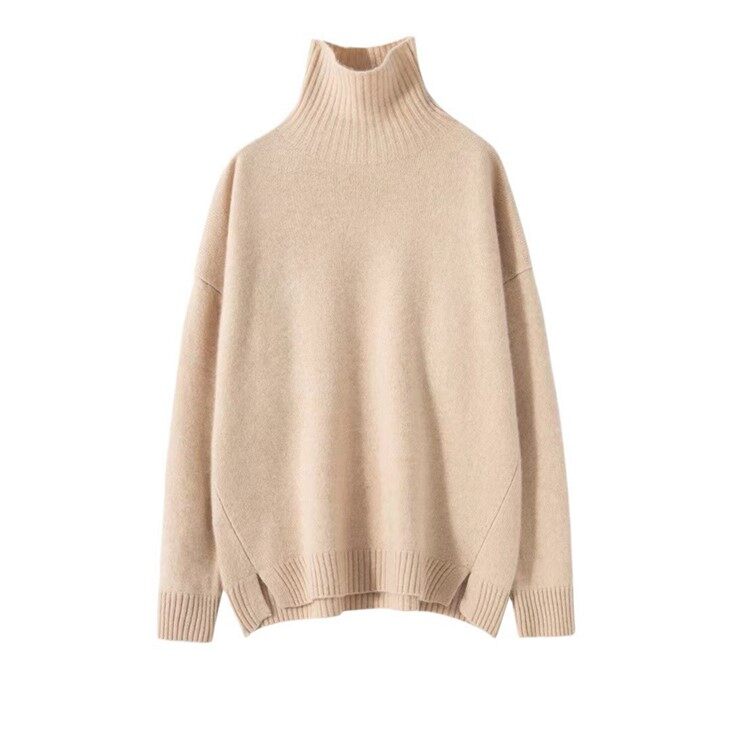 Chunky Kint Pure Cashmere Turtleneck Loose Sweater
