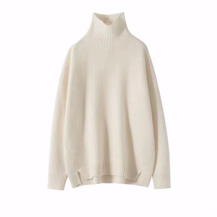청키 킨트 퓨어 캐시미어 터틀넥 루즈 스웨터