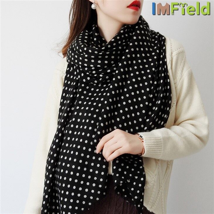 Classic Polka Dot Wool Scarf