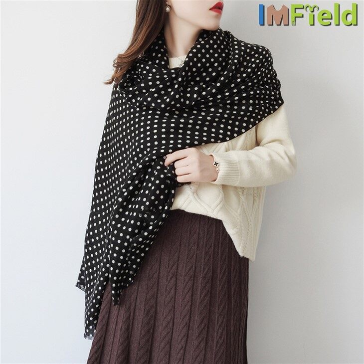 Classic Polka Dot Wool Scarf