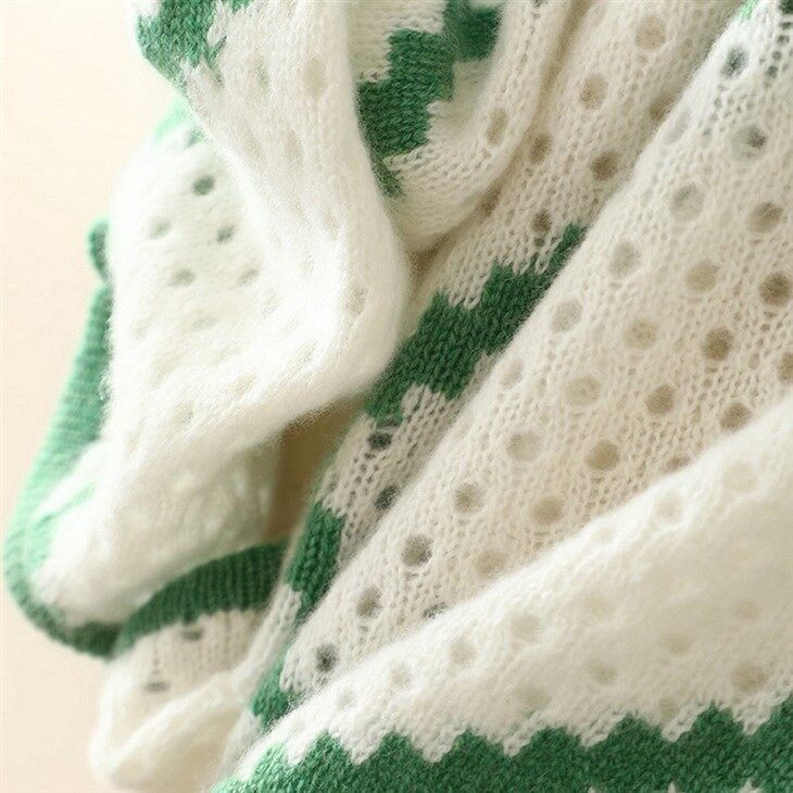 Color Block Chunky Cashmere Polo Neck Knitted Sweater