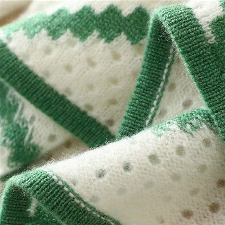 Color Block Chunky Cashmere Polo Neck Knitted Sweater