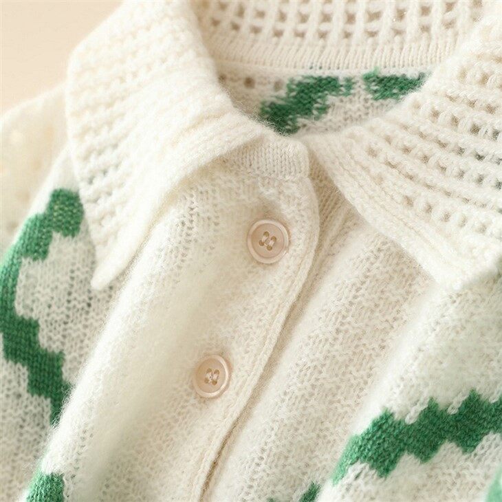 Color Block Chunky Cashmere Polo Neck Knitted Sweater