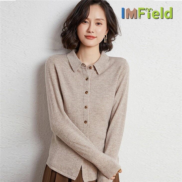 Custom Button Plain Knit Pure 100% Cashmere Sweater For Women