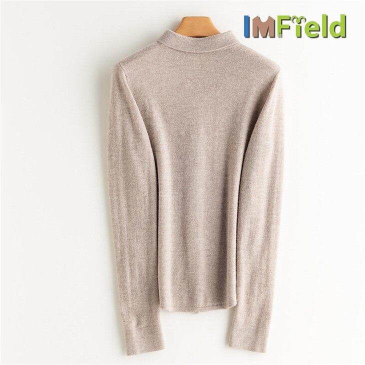 Custom Button Plain Knit Pure 100% Cashmere Sweater For Women