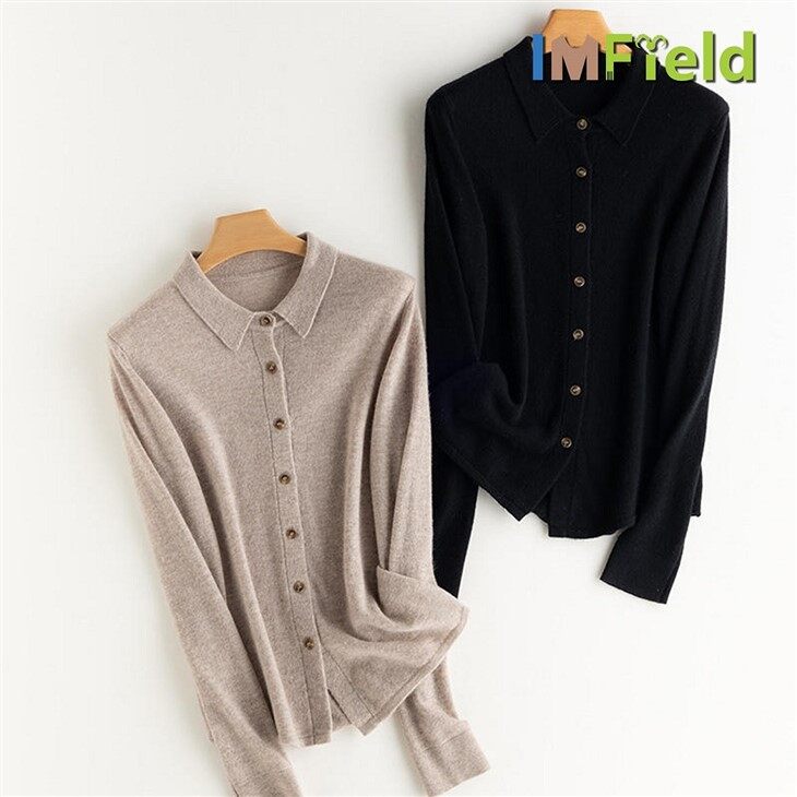 Custom Button Plain Knit Pure 100% Cashmere Sweater For Women