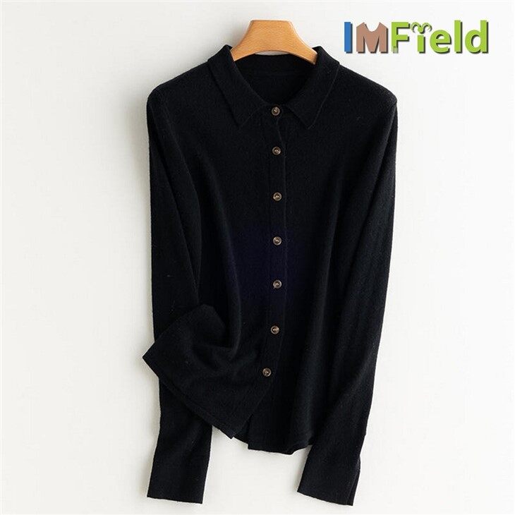 Custom Button Plain Knit Pure 100% Cashmere Sweater For Women