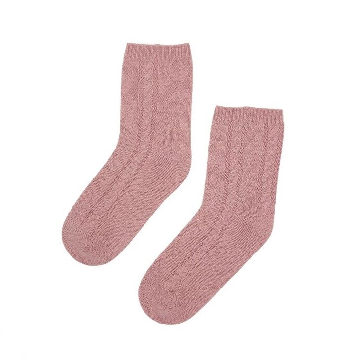 Custom Women Cable Knitted Winter Warm Soft 100% Cashmere Socks