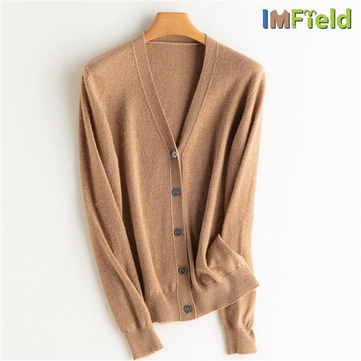 Custom Women V Neck Cashmere Casual Solid Color Cashmere Knit Cardigan