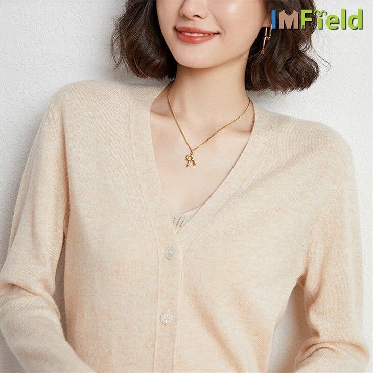 Custom Women V Neck Cashmere Casual Solid Color Cashmere Knit Cardigan