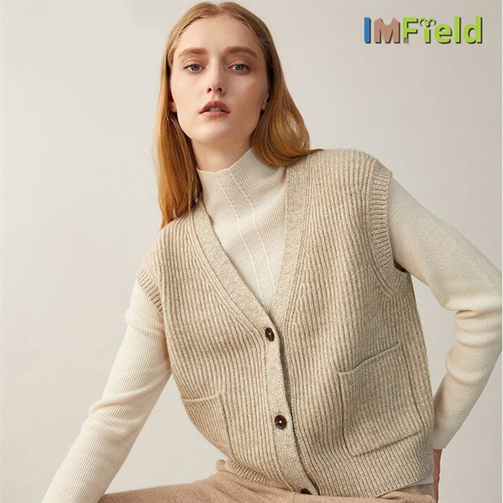 Customized OEM New Wool Loose Vest Ladies Sleeveless Knitting Top Sweater Wear Wool Waistcoat