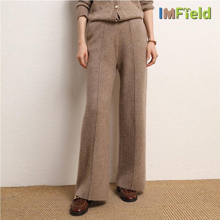 Design Winter Women Cashmere Wool Knit Pants Warm Soft Pocket Leggings Pants