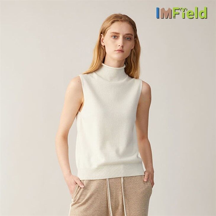 Elegant Sexy Women's Half High Neck 100% Cashmere Vest