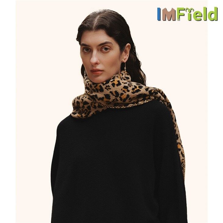 Fashion Kint Pure Cashmere Leopard Scarf