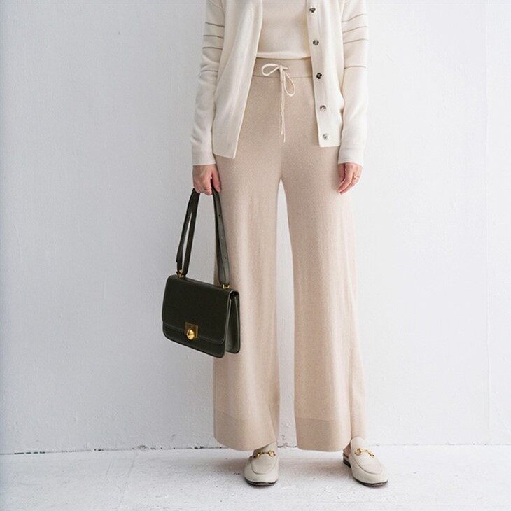 Fashionable Female Trousers Winter Casual Pure Cashmere Wide Leg Pants For Women