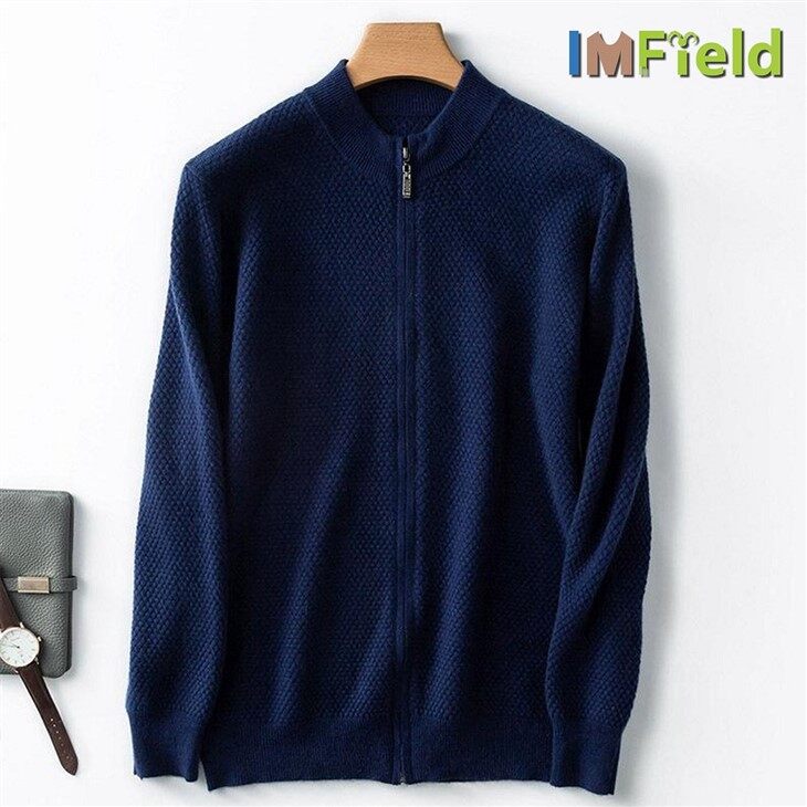 Inner Mongolia Cashmere Men Sweater Knit Cashmere Full Zipper Cardigan