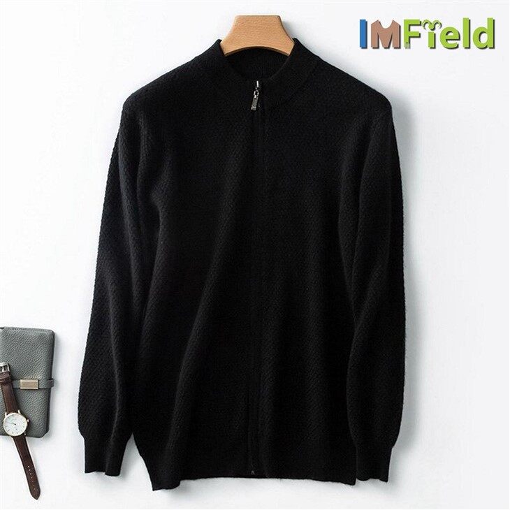 Inner Mongolia Cashmere Men Sweater Knit Cashmere Full Zipper Cardigan