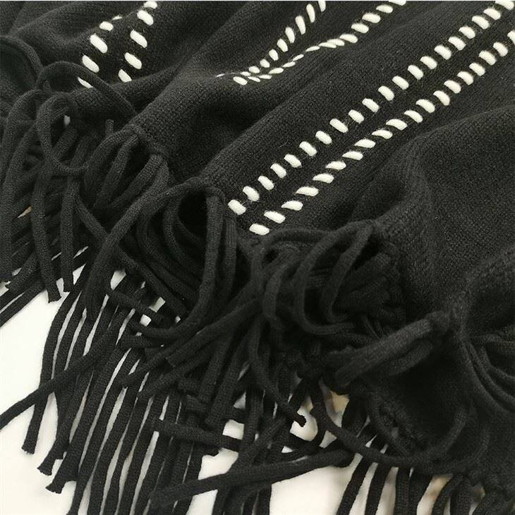 Knitted Cashmere V Neck Loose Tassel Sweater