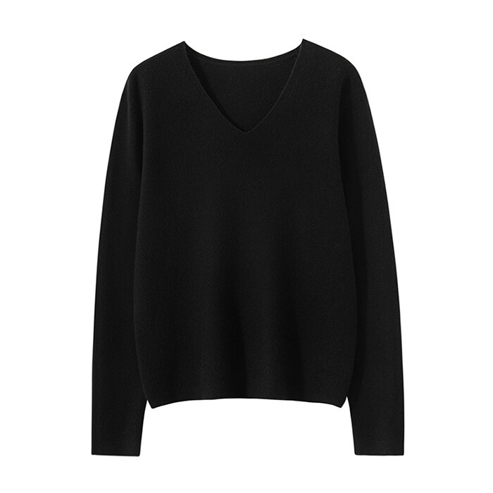 Дамски черен кашмирен пуловер