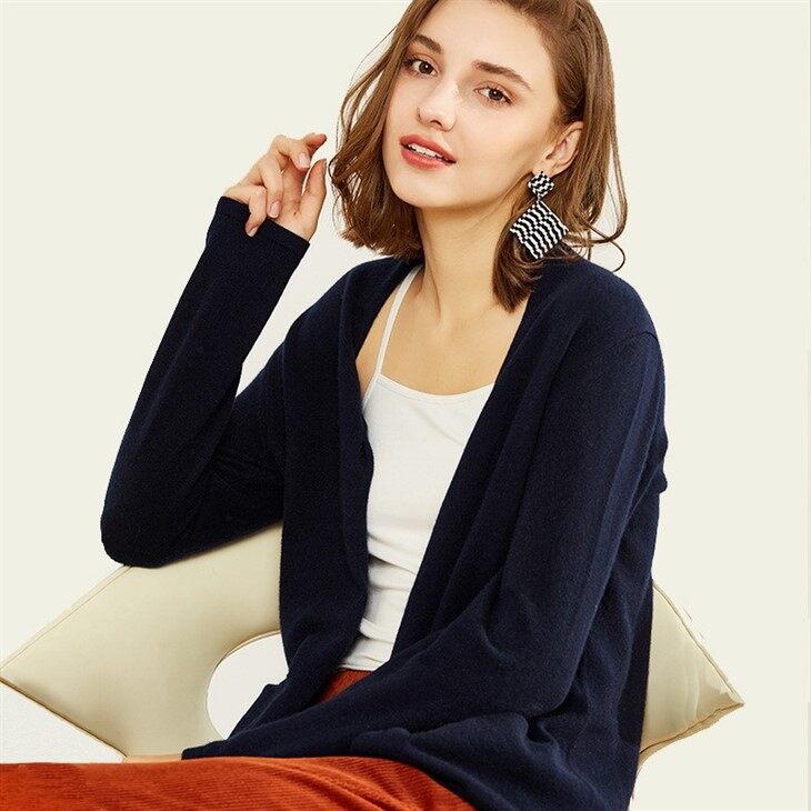Ladies V Neck Cashmere Button Cardigan