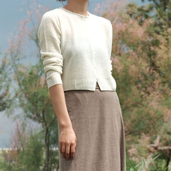 Hosszú ujjú Crewneck kasmír kardigán pulóver