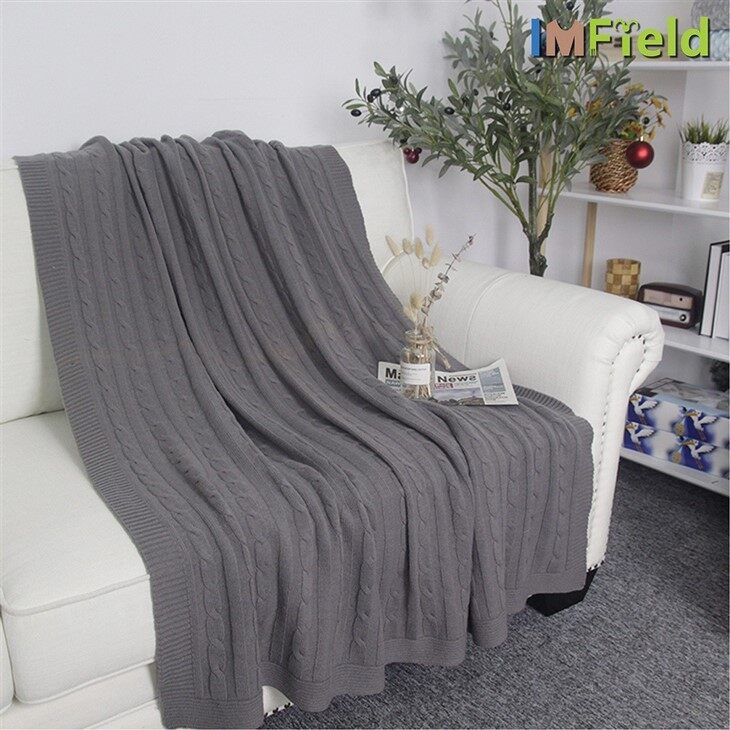 Luxury Thick Wool Cashmere Cable Chunky Knitted Throw Blanket