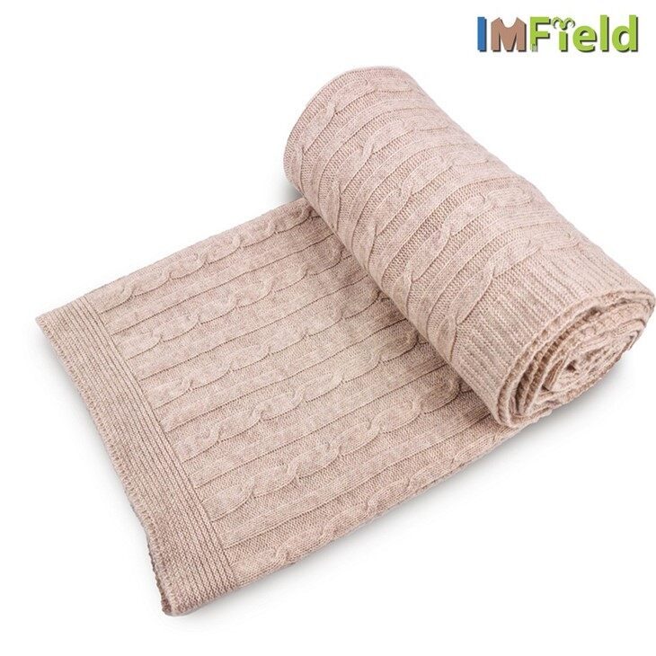 Luxury Thick Wool Cashmere Cable Chunky Knitted Throw Blanket