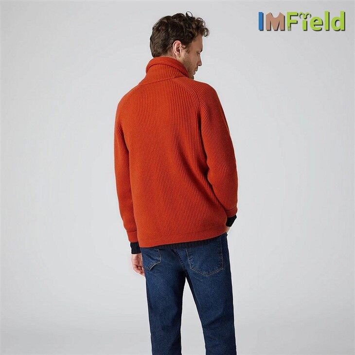 Men Rib Knit Shawl Collar Design Cashmere Cardigan Sweater