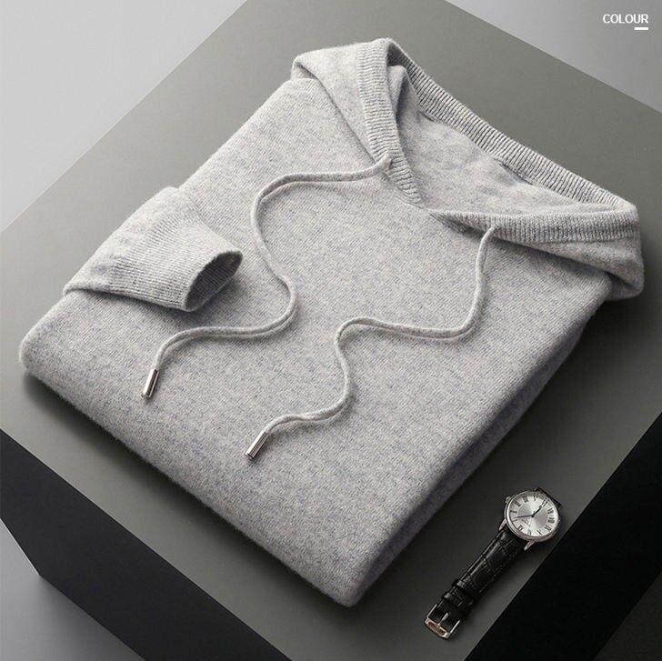 Men's Pullover Casual Wool Hoodie Seamless