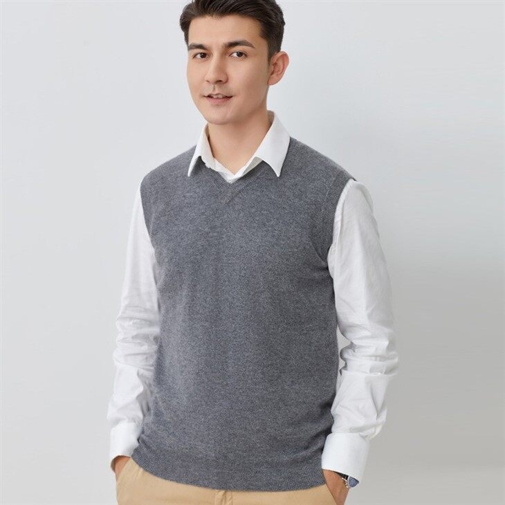 Men's V Neck Cashmere Sweater Knitted Vest