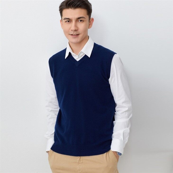 Men's V Neck Cashmere Sweater Knitted Vest