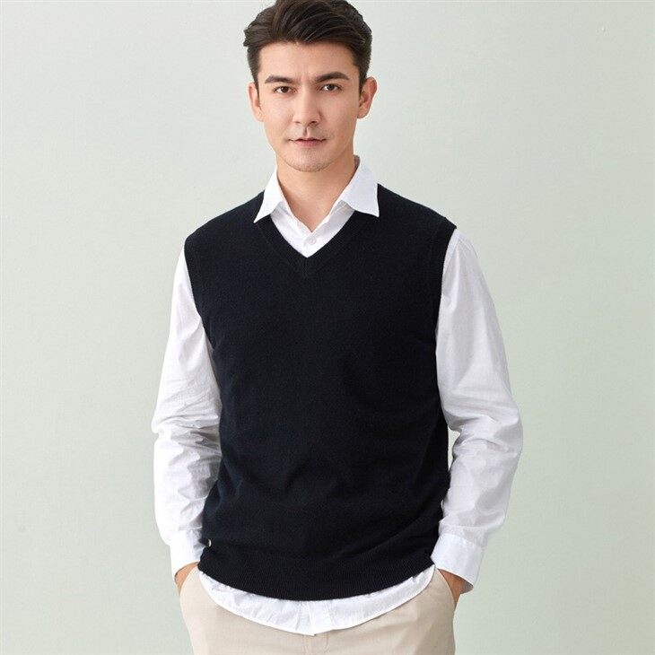 Men's V Neck Cashmere Sweater Knitted Vest