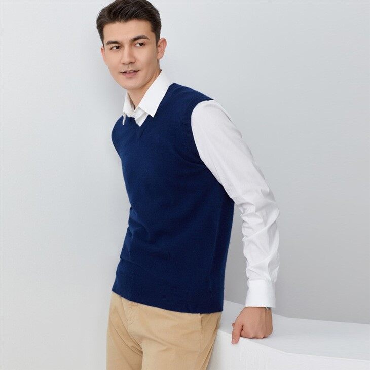 Men's V Neck Cashmere Sweater Knitted Vest
