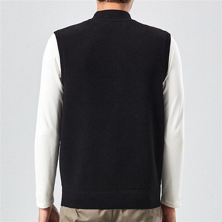 Mens Cashmere Zip Sleeveless Cardigan Sweater