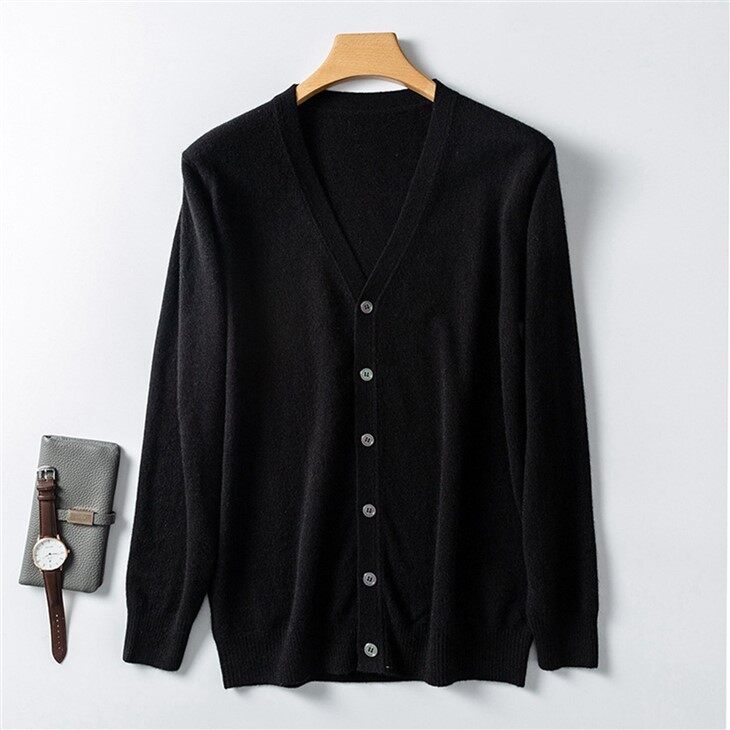 Mens V Neck Cashmere Cardigan Sweater